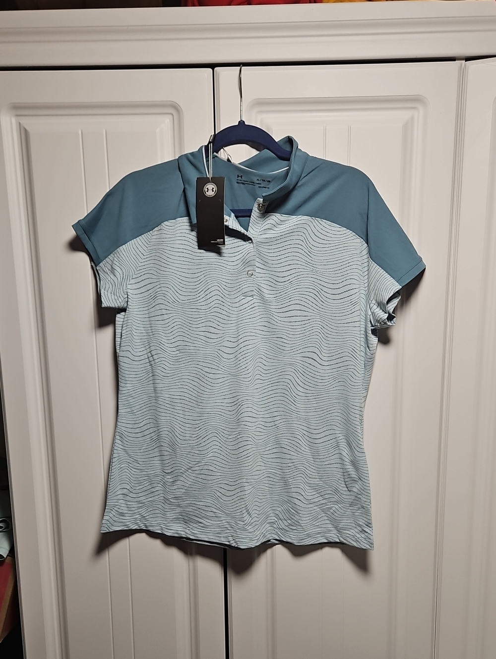 Under Armour Women's Teal and Light Blue Short-Sleeve Polo